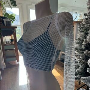 Altar'd State White Shimmer Studded Crop Top